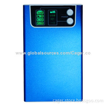 Wi-Fi amd 3G Power Bank, Aluminum Housing with 10,400mAh Capacity